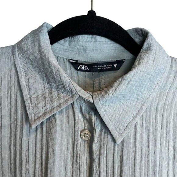 Zara Green Oversized Button Down Extra Small XS - Picture 4 of 7